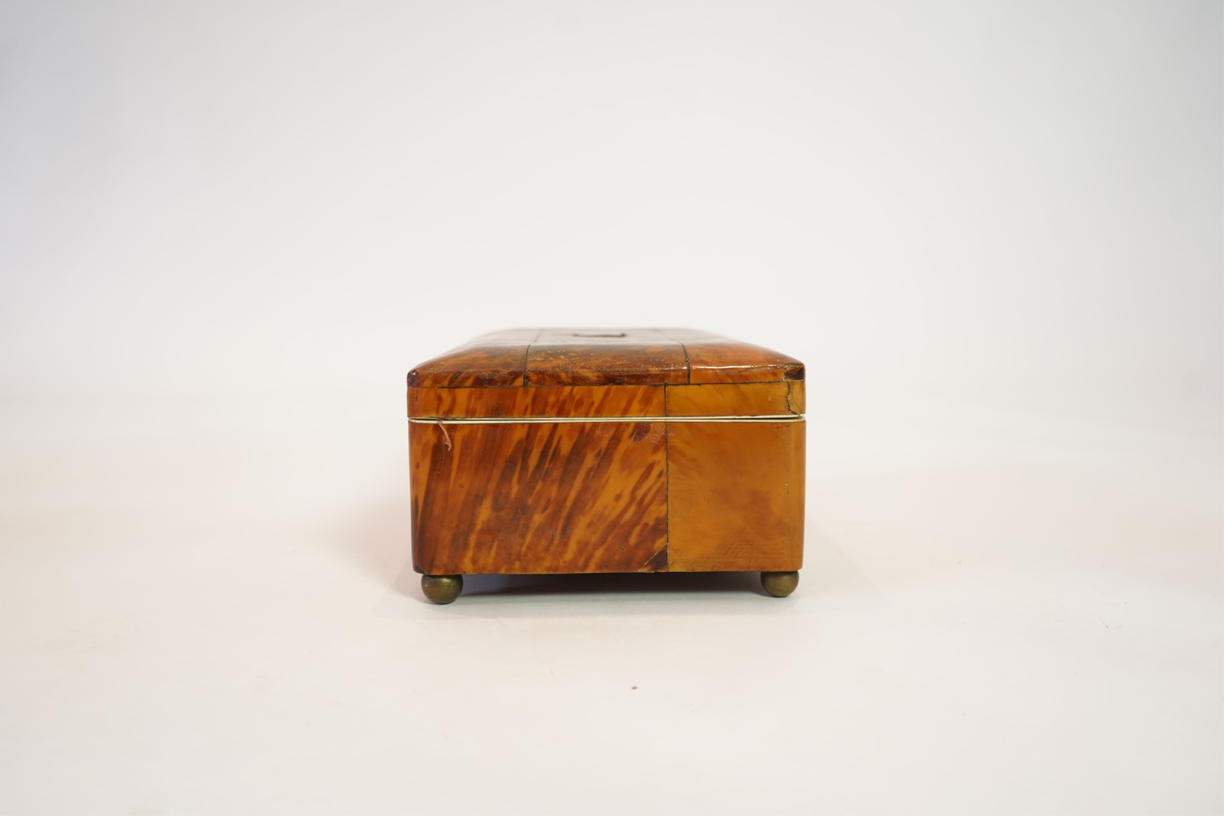 An early 19th century blonde tortoiseshell work box